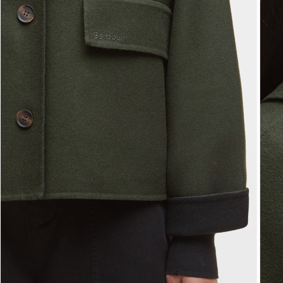 Barbour Leonie Wool Blend Overshirt Olive Green Jacket 8 - Picture 5 of 13